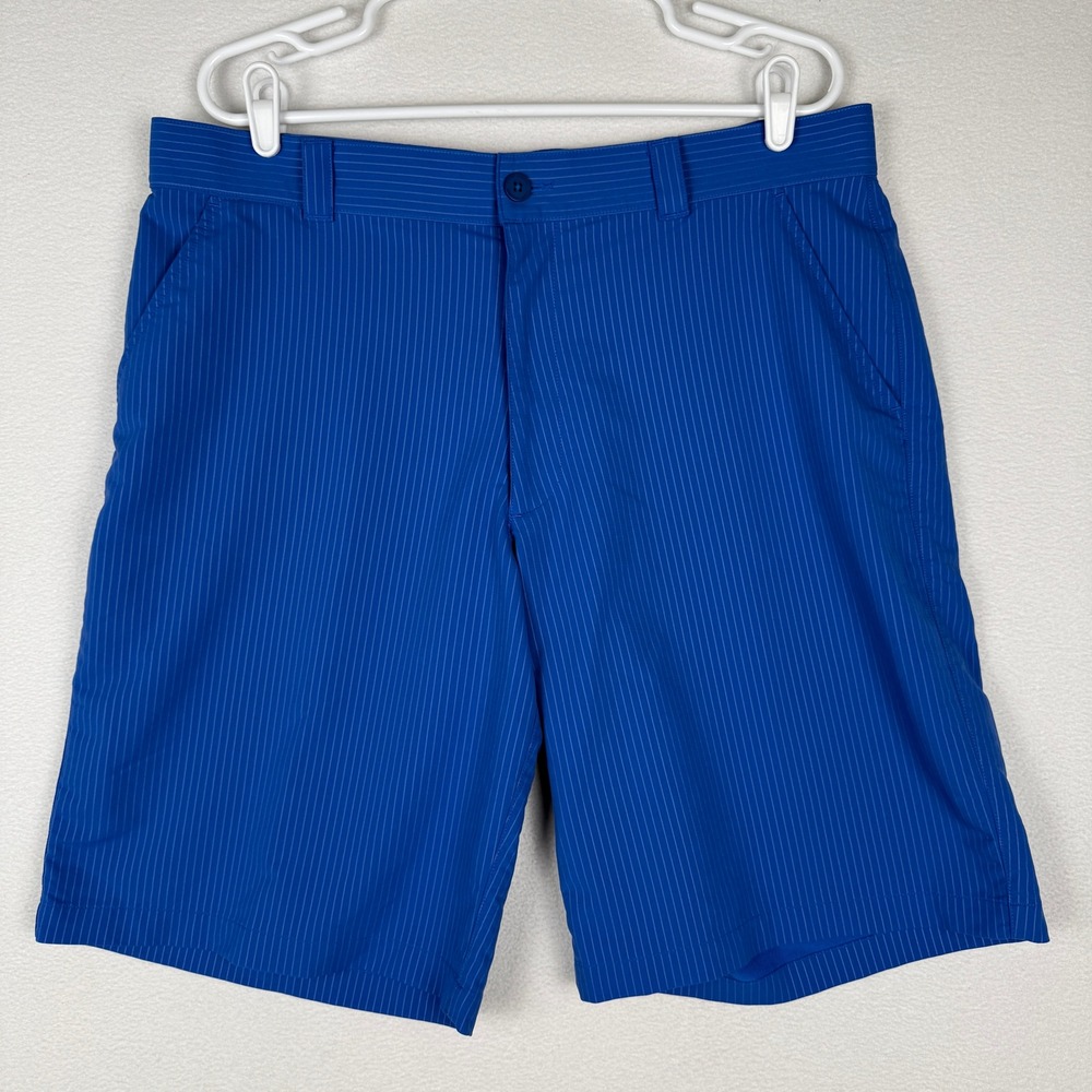 Under Armour Match Play Golf Shorts Mens 38 Blue Pinstripe Performance 1254347